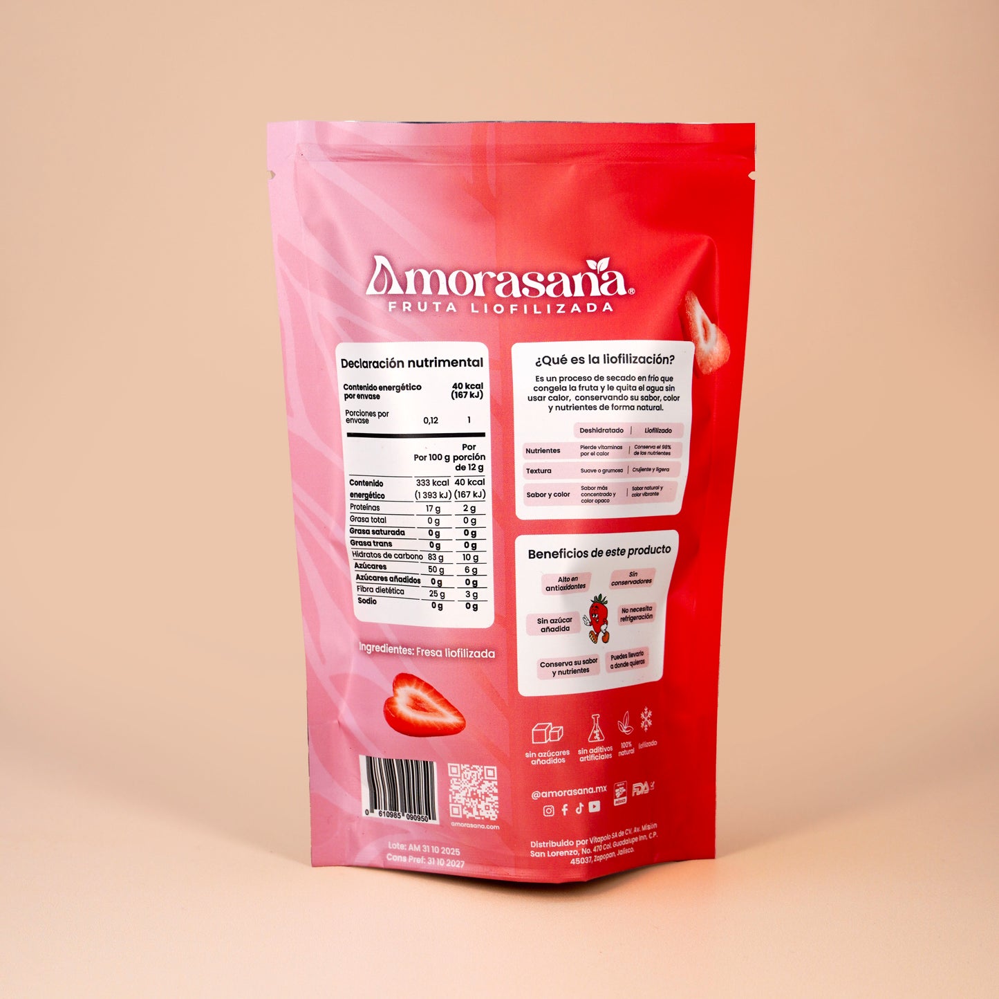 Bolsas snack fruta liofilizada sabor fresa