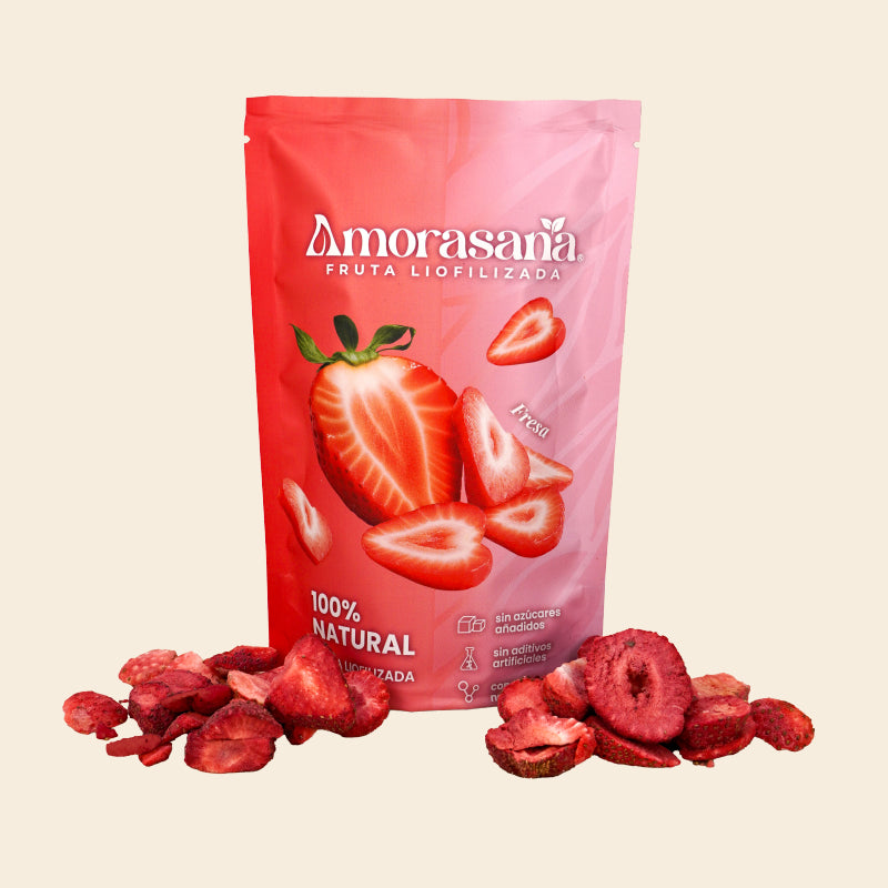 Bolsas snack fruta liofilizada sabor fresa