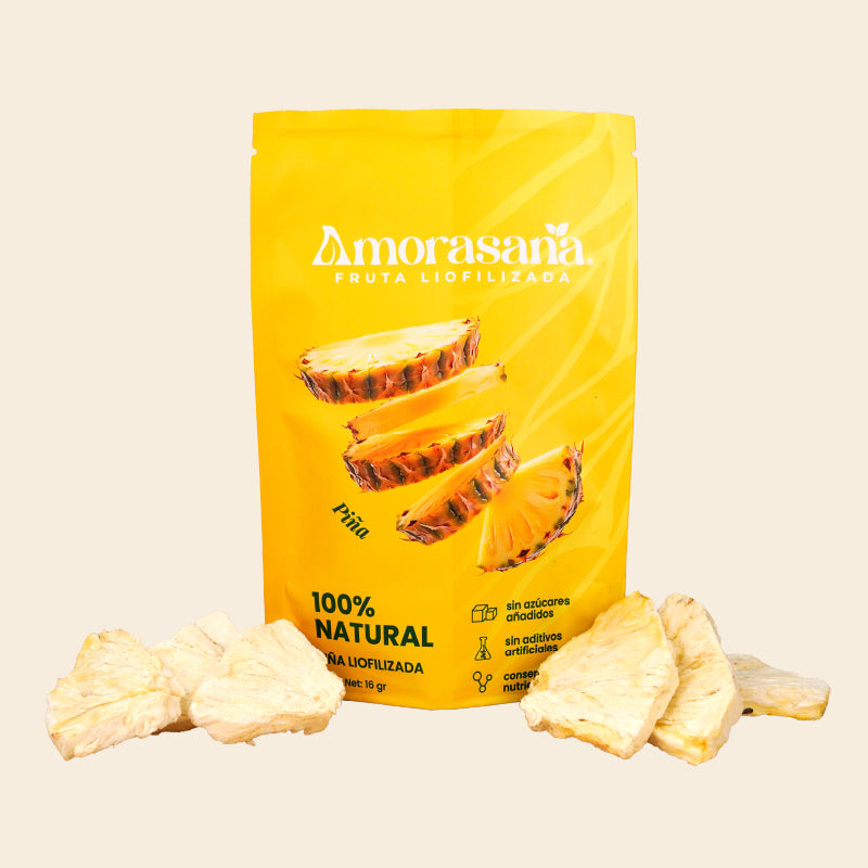 Bolsas snack fruta liofilizada sabor piña