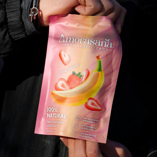 Bolsa de fruta liofilizada sabor FRESA PLATANO