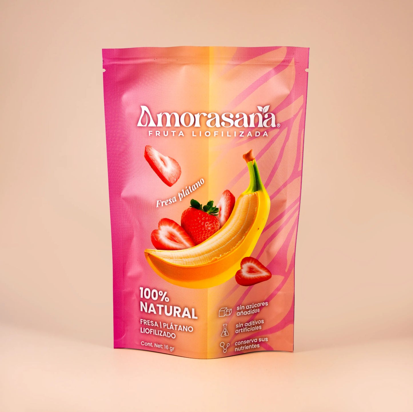 Bolsas snack fruta liofilizada sabor fresa platano