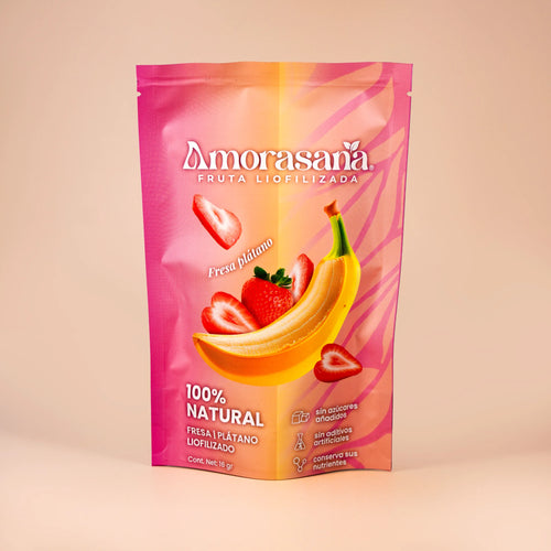 Bolsa de fruta liofilizada sabor FRESA PLATANO