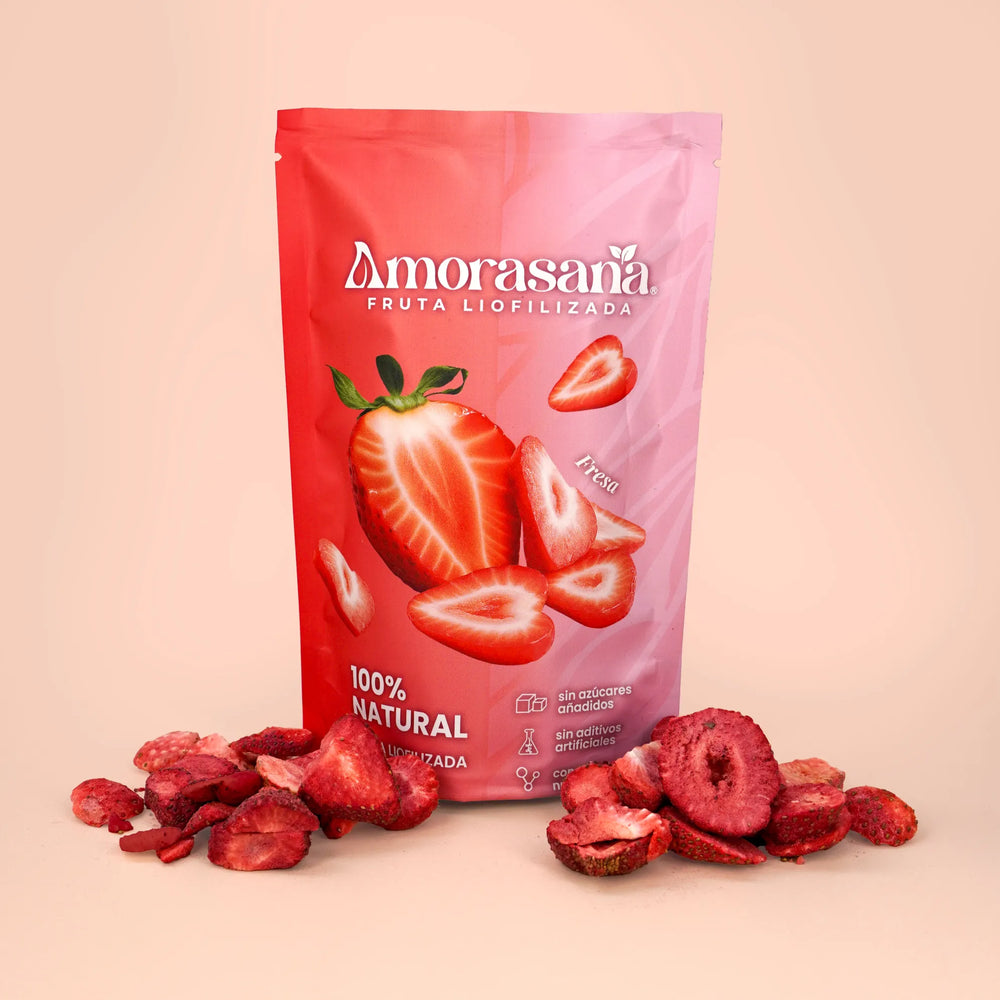 Bolsas snack fruta liofilizada sabor fresa