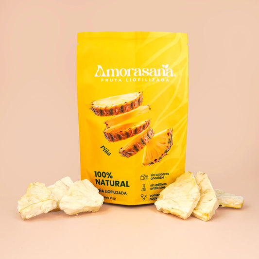 Bolsas snack fruta liofilizada sabor piña